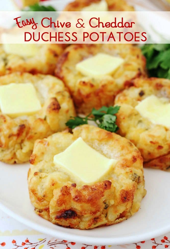 EASY CHIVE & CHEDDAR DUCHESS POTATOES