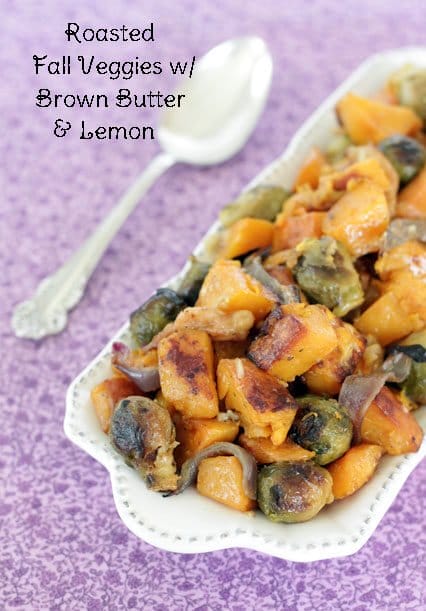 ROASTED BROWN BUTTER BUTTERNUT SQUASH APPLES AND BRUSSELS SPROUTS