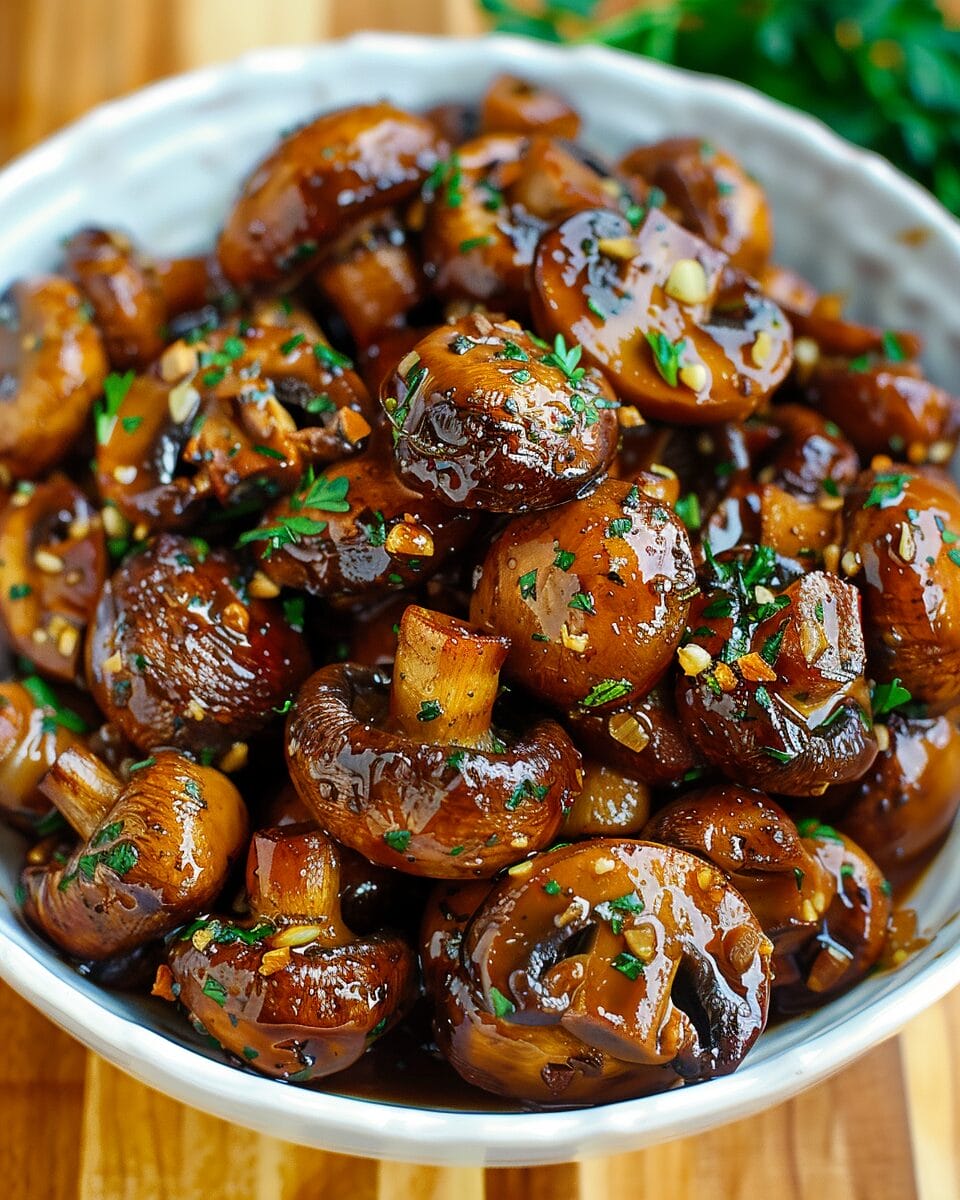 Balsamic Soy Roasted Garlic Mushrooms