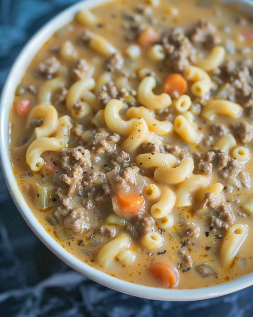 Crock Pot Macaroni Cheeseburger Soup