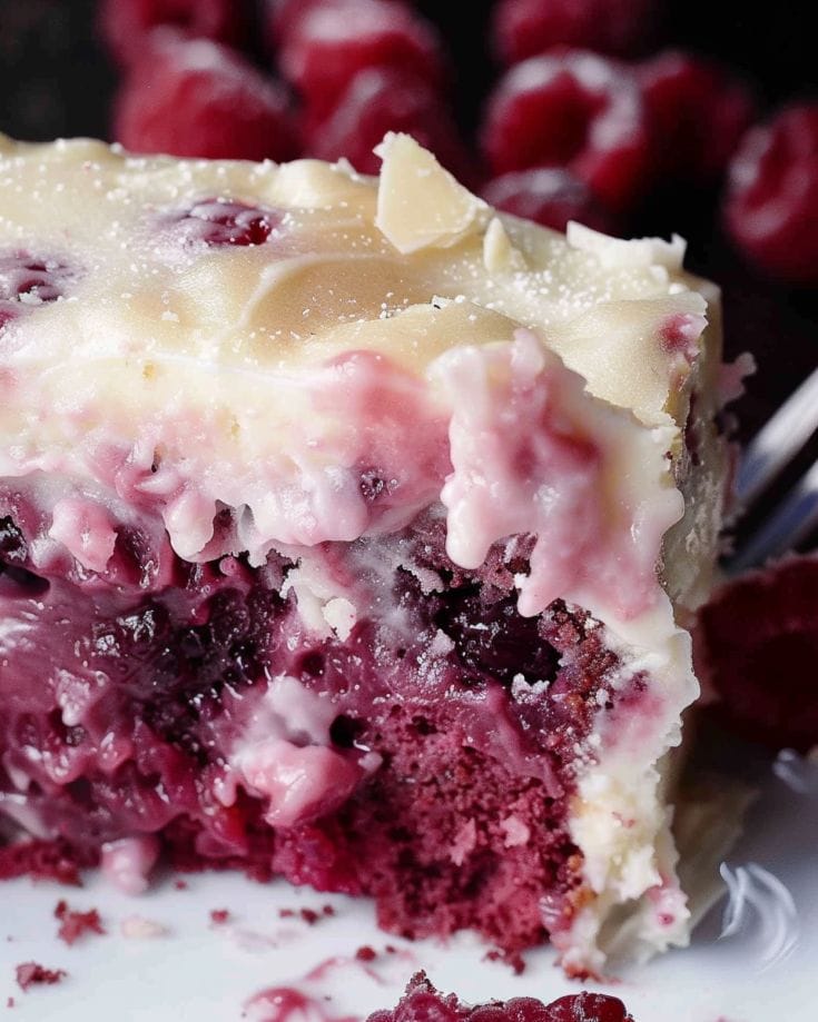 White Chocolate Raspberry Poke Cake